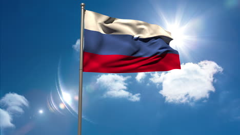 Russia-national-flag-waving-on-flagpole