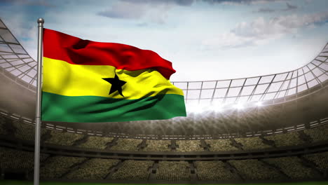 Bandera-Nacional-De-Ghana-Ondeando-En-El-Estadio