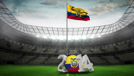 Bandera-Nacional-De-Ecuador-Ondeando-En-El-Estadio-De-Fútbol