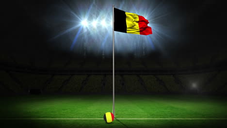 Belgium-national-flag-waving-on-flagpole-
