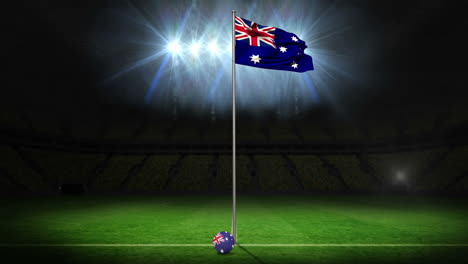 Australien-Nationalflagge-Weht-Am-Fahnenmast-