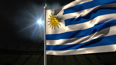 Uruguay-national-flag-waving-on-flagpole