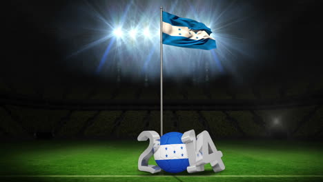 Honduras-national-flag-waving-on-football-pitch-with-message