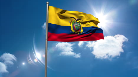 Ecuador-national-flag-waving-on-flagpole