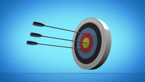 Arrows-flying-towards-dart-board-and-hitting-target