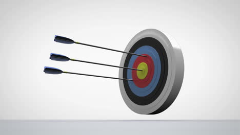 Arrows-flying-towards-dart-board-and-hitting-target