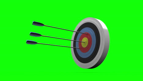 Arrows-flying-towards-dart-board-and-hitting-target