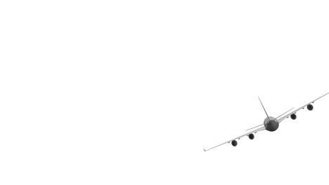 Digital-white-airplane-zooming-past-