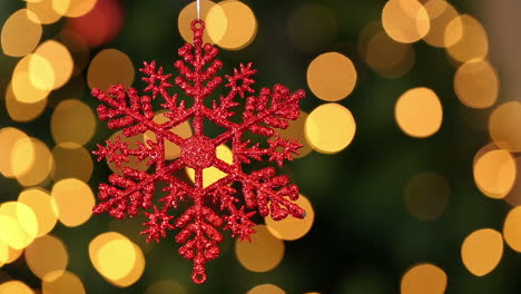Focus-on-red-snowflake-christmas-decoration