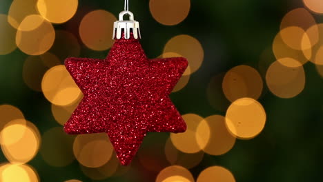 Focus-on-red-star-christmas-decoration