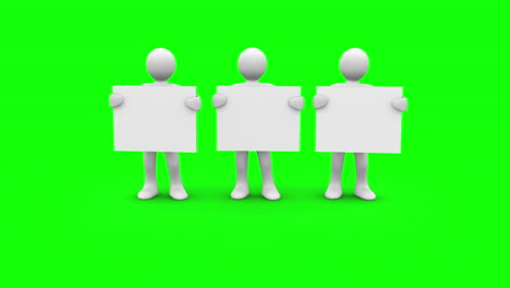 White-characters-showing-blank-signs-on-green-screen