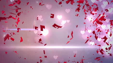 Red-heart-turning-and-exploding-on-glittering-background