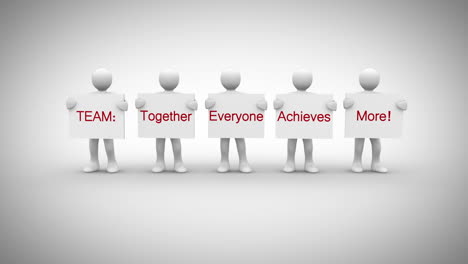 White-characters-showing-signs-saying-together-everyone-achieves-more