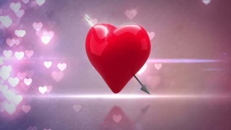 Rotes-Herz-Mit-Einem-Sich-Drehenden-Pfeil-Auf-Glitzerndem-Hintergrund