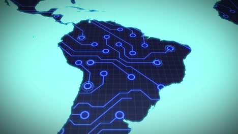 Circuit-board-south-america-on-blue-background