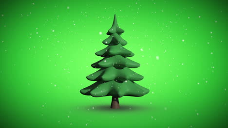 Snow-falling-on-revolving-fir-tree