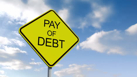 Pay-off-debt-sign-against-blue-sky-
