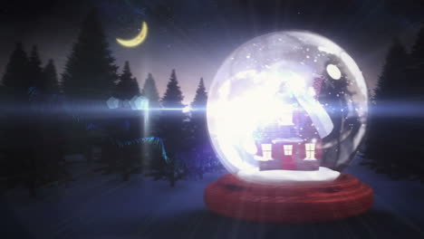 Süßes-Weihnachtshaus-In-Schneekugel-Mit-Magischer-Botschaft