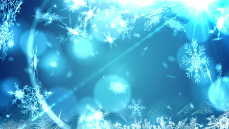 Copos-De-Nieve-Sin-Costuras-Cayendo-Sobre-Azul