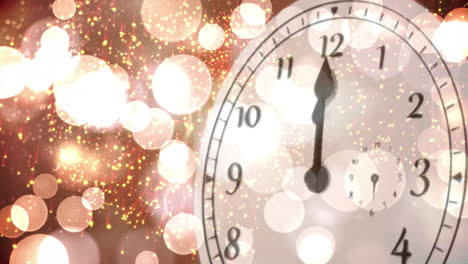 Clock-counting-down-to-midnight-with-fireworks