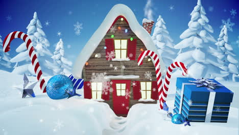 Nahtlose-Weihnachtsszene-Mit-Hütte-Und-Zuckerstangen