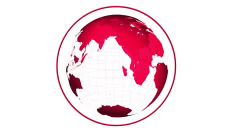 Roter-Globus-Dreht-Sich-Auf-Weißem-Hintergrund