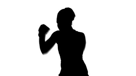 Fit-brunette-punching-in-black-silhouette