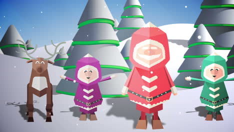 Süße-Weihnachtsfiguren-Mit-Gruß-Auf-Französisch