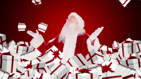 Santa-claus-under-falling-christmas-gifts