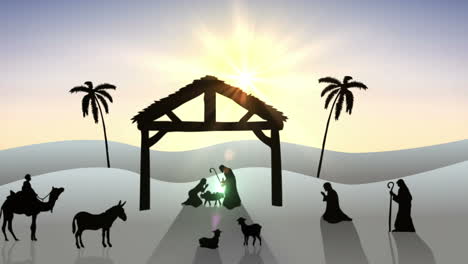 Nativity-scene-with-rising-sun
