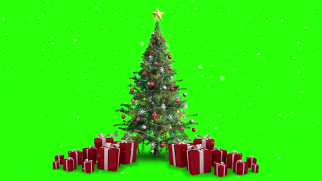Schnee-Fällt-Auf-Weihnachtsbaum-Und-Geschenke