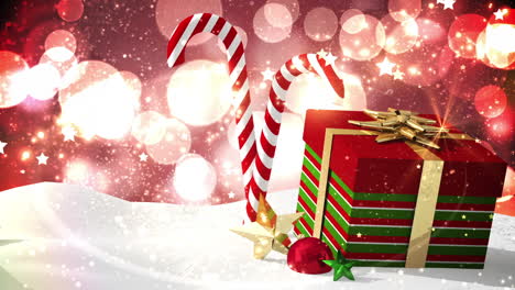 Nahtlose-Weihnachtsszene-Mit-Dekorationen-Und-Geschenk