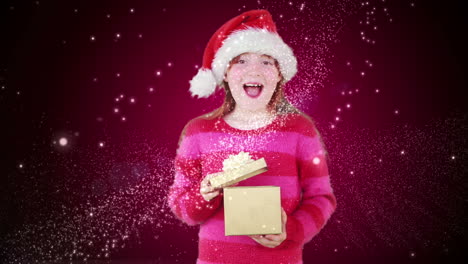 Festive-little-girl-opening-magical-christmas-gift