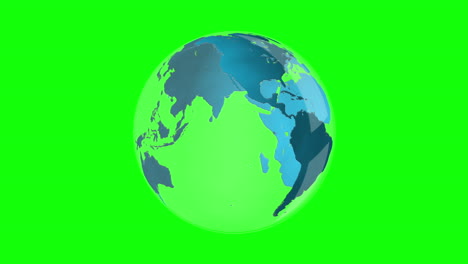 Blue-earth-spinning-on-green-background
