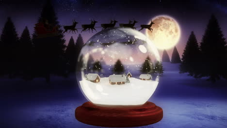 Christmas-village-inside-snow-globe-with-flying-santa