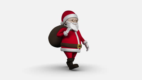 Cartoon-Weihnachtsmann-Zu-Fuß-Auf-Weißem-Hintergrund