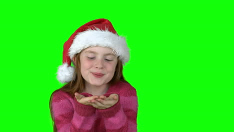 Festive-girl-blowing-in-slow-motion