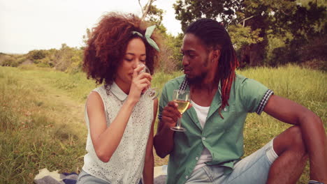 Young-couple-drinking-wine