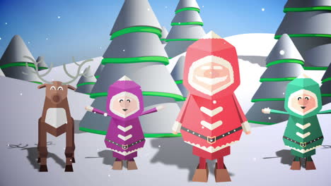 Cute-christmas-characters-with-greeting-in-spanish