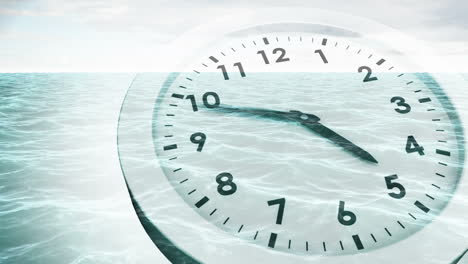 Clock-ticking-over-sea-animation