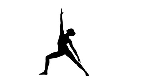 Frau-Macht-Yoga-In-Schwarzer-Silhouette