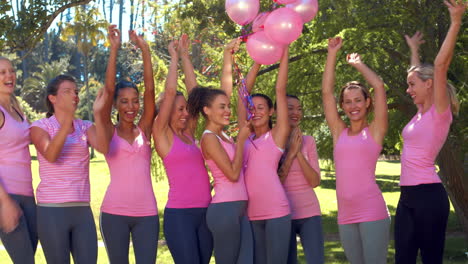 Im-Hochauflösenden-Format-Lächelnde-Frauen-In-Pink-Zur-Aufklärung-über-Brustkrebs