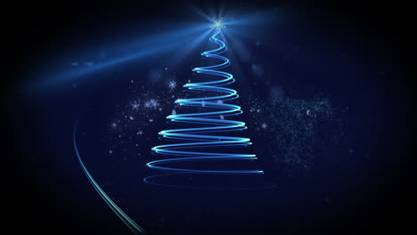 Blue-light-forming-christmas-tree-design-with-greeting-