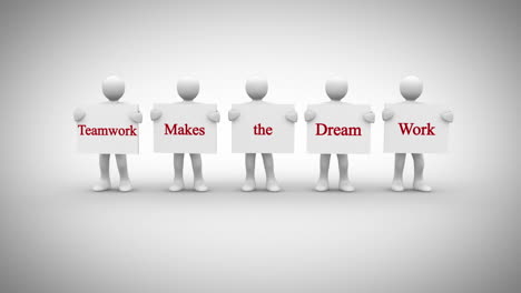 White-characters-showing-signs-saying-teamwork-makes-the-dream-work