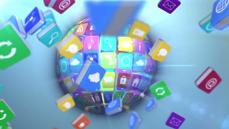 Falling-computer-app-icon-tiles-with-globe