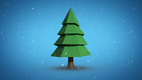 Snow-falling-on-revolving-fir-tree