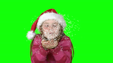 Festive-girl-blowing-in-slow-motion