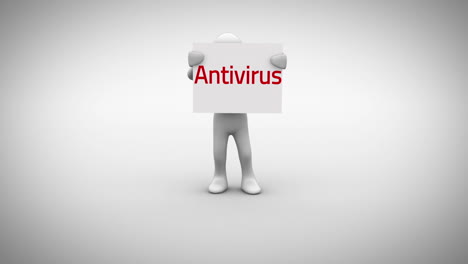 White-character-holding-sign-saying-antivirus