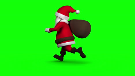 Cartoon-Weihnachtsmann-Läuft-Auf-Grünem-Hintergrund