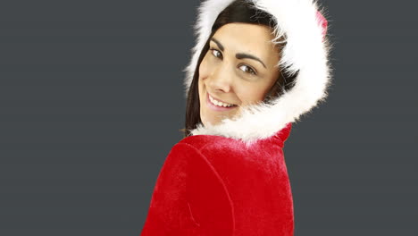 Smiling-pretty-woman-posing-in-sexy-santa-outfit